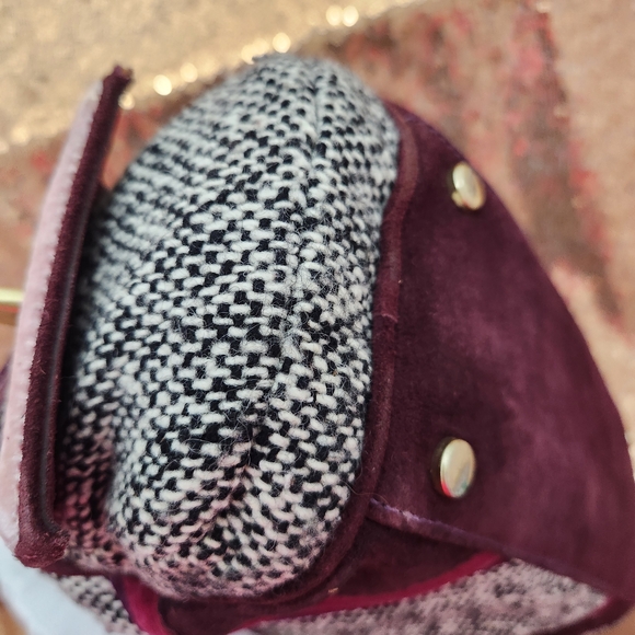 Coach Black And Gray Tweed Velvet Accents Bow Embellished Handbag Satchel - Picture 3 of 15